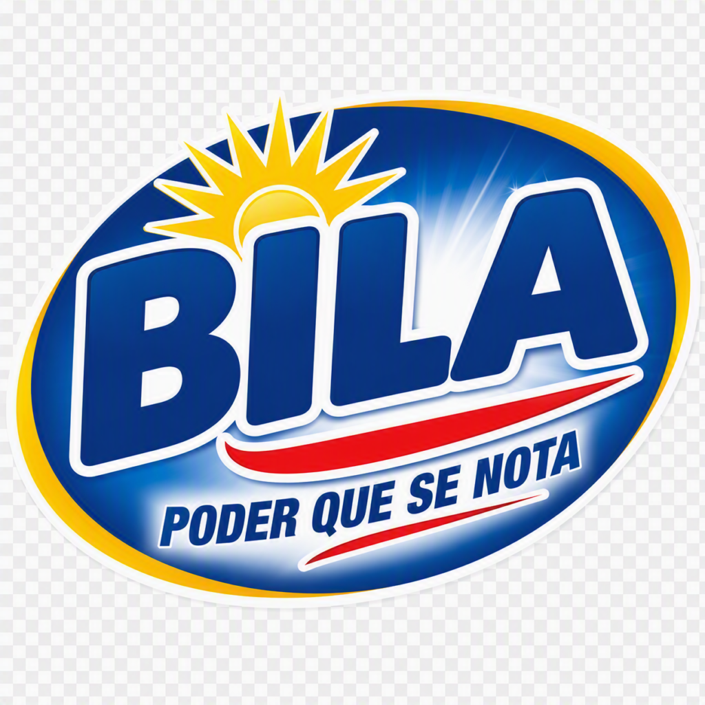 Logotipo de Bila detergente en polvo con el eslogan Poder que se nota