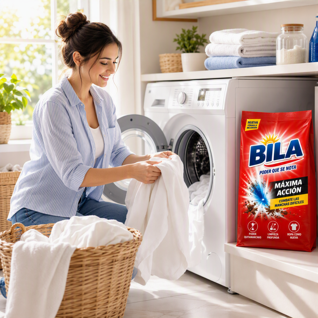 Bila laundry detergent supporting everyday fabric care and powerful stain removal for households, reinforcing Amalthe's laundry care portfolio across international consumer markets.