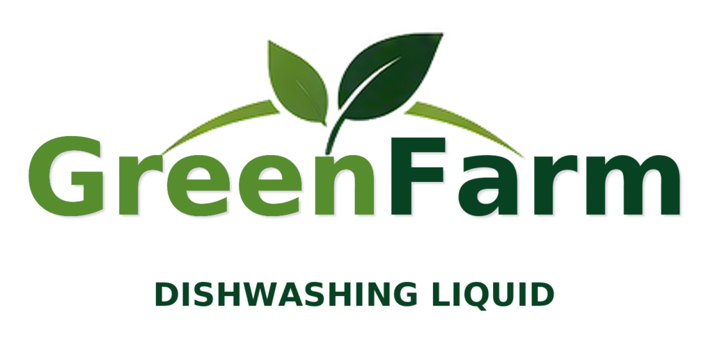 GreenFarm dishwashing liquid brand logo representing Amalthe's home care portfolio and household cleaning product range for international consumer markets.