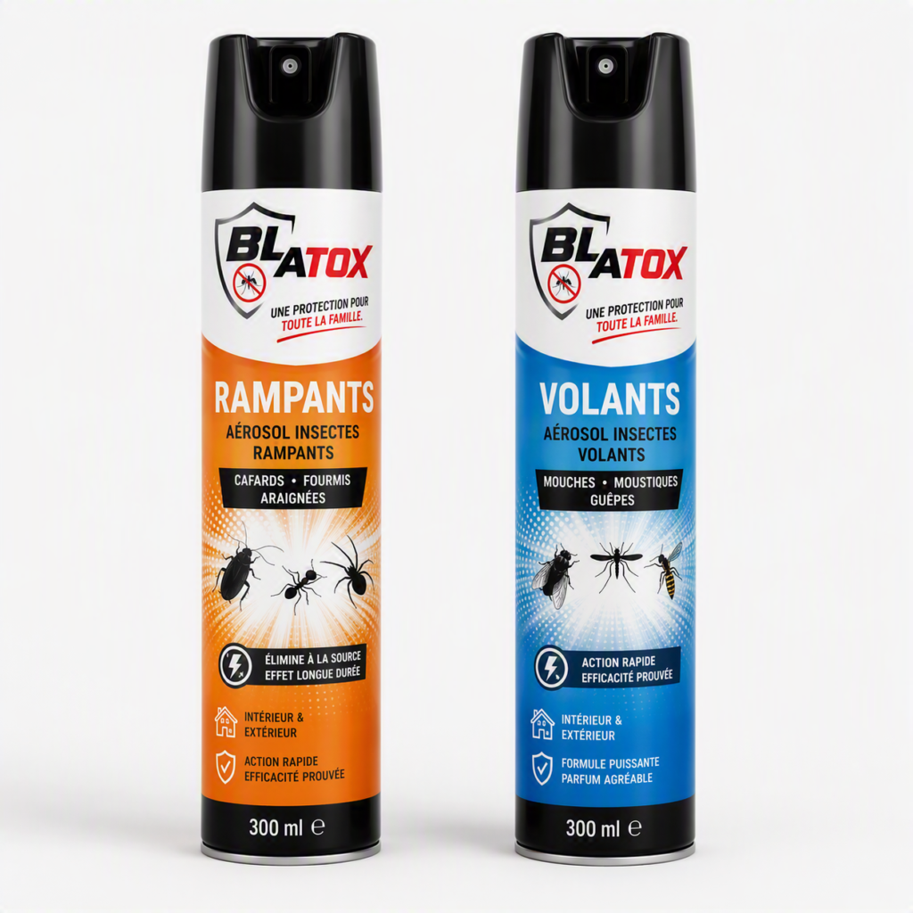 Aérosols insecticides Blatox contre les insectes rampants et volants